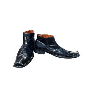 Robert Wayne Mens Black Leather Stitch Ankle Chukka Boots Sz 10 SKU 9518